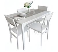 Miroytengo Juego de Mesa y 4 Sillas Cocina, Conjunto de Cocina Comedor, Melamina Color Blanco Brillo