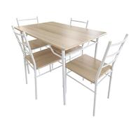 Miroytengo Juego de Mesa y 4 Sillas Cocina, Conjunto de Cocina Comedor, Melamina Color Blanco y Roble Sonoma