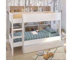 Miroytengo Litera Juvenil Mouse con Cajón 90x200 cm en Color Blanco - Añade Modernidad Al Dormitorio