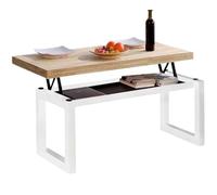 Miroytengo Mesa Centro Elevable Street Nórdico Roble Nordish Y Blanco 120x48x60cm Comedor