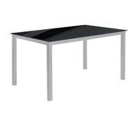 Miroytengo Mesa Comedor Salón Superficie Fija Cadell Cristal Negro Estructura Metal 140x190 cm