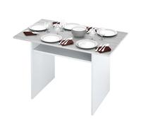 Miroytengo Mesa consola desplegable Tavolo blanco mate y cemento 77/75x120x35x70 cm Blanco/ Gris -
