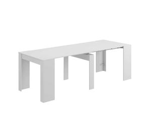 Miroytengo Mesa Consola Extensible Train Multiestancia Estilo Contemporáneo en Color Blanco, Cemento o Roble Canadian con 5 Posiciones 51-237x90 cm Gris - 51-237x90 cm