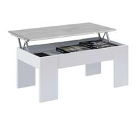Miroytengo Mesa de centro para Comedor elevable en color blanco artik y cemento con patas en Melamina 100x50x45 cm Blanco/ Gris -