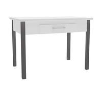 Miroytengo Mesa de Cocina Extensible Sendai Estilo Contemporáneo en Color Blanco y Gris para 4 Plazas 110-140x75x70-110 cm