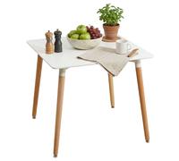 Miroytengo Mesa de Cocina Fija Copi Cuadrada, Mesa Salón Comedor, Melamina Blanco Mate y Roble 80x75x80 cm Blanco - Madera claro -