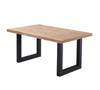 Miroytengo Mesa de Comedor lis en Color Roble nordish y Negro diseño Industrial para Comedor 160x100x75 cm