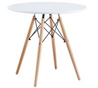 Miroytengo Mesa de Comedor Tower Redonda Color Blanco y Haya 80x72 cm Blanco/ Madera -