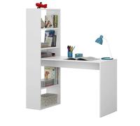 Miroytengo Mesa de Escritorio Duplo con Estantería Reversible en Colores Blanco Artik, Blanco Artik/Roble o Blanco Artik/Gris Fabricado en Melamina 120x144x53 cm Blanco/ Gris - 120x144x53 cm