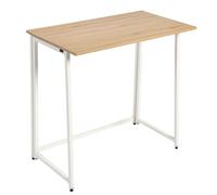 Miroytengo Mesa de Escritorio Plegable Rade para Oficina Estilo Moderno con Estructura Metálica en Color Blanco y Roble Cambrian 80x73x50 cm