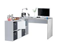 Miroytengo Mesa Escritorio Adapta Plus con BUC Oficina Despacho Color Blanco y Gris Cemento 136 cm