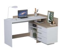 Miroytengo Mesa Escritorio con Cajonera Color Blanco Perla y Roble Cepillado 128 cm Blanco/ Madera -