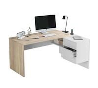 Miroytengo Mesa Escritorio de Oficina Office Roble Canadian y Blanco Artik 145x102x73 cm