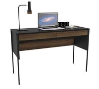 Miroytengo Mesa Escritorio Mallorca con 2 Cajones Oficina Color Roble Oscuro y Negro 120 cm