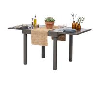 Miroytengo Mesa Exterior Extensible Piazza, Jardín Terraza, Aluminio y Cristal Templado Gris 90-180x90x76 cm