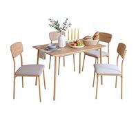 Miroytengo Mesa Fija y 4 Sillas Salón Comedor Vex Roble Claro y Champagne Madera 110x76x70 cm