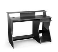 Miroytengo Mesa Gaming Skin en Color Gris y Negro con 1 Cajón y 1 Gancho para los Cascos 90x124x60 cm