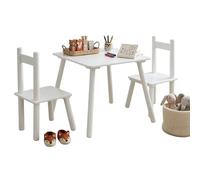 Miroytengo Mesa Infantil con 2 Sillas Origami, Escritorio para Niños, Sala de Juegos Guardería Blanco Mate