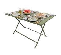 Miroytengo Mesa rectangular exterior plegable Greensboro Verde para 4 personas acero epoxy
