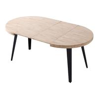 Miroytengo Mesa Salón Comedor Redonda Extensible Bali Color Roble Nordish y Negro 76x100-180x100 cm