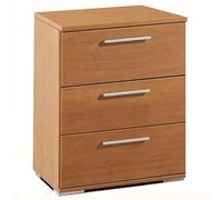 Miroytengo Mesita De Noche Clásica con 3 Cajones Color Cerezo Melamina Dormitorio Moderno 42x63x35 cm