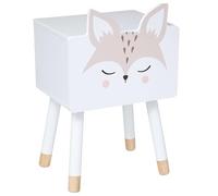 Miroytengo Mesita de Noche Infantil Fox Douceur con 1 Cajón y Almacenamiento Abierto, Blanco y Roble 34 cm