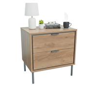 Miroytengo Mesita de Noche, Mesilla de Noche 2 Cajones Sforza Roble Natural 53x56x40 cm