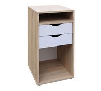 Miroytengo Mesita de Noche, Mesilla de Noche, Mesita Dormitorio 2 Cajones PARC Roble Sonoma y Blanco Mate 36x71x40 cm