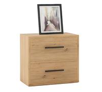 Miroytengo Mesita de Noche ROSI Dormitorio 2 cajones Tiradores Negros melamina Roble Artesano 40x42x28 cm