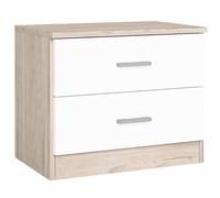 Miroytengo Mesita Noche 2 Cajones, Mesilla de Noche Couple, Mueble de Almacenamiento Roble Sahara 50x42x33 cm