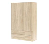 Miroytengo Mew Armario Dormitorio 4 Cajones y 3 Puertas Estilo Natural en Color Madera Claro 135x200 cm