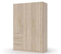 Miroytengo Miorytengo Armario Dormitorio Tri 3 Cajones y 3 Puertas Estilo Natural en Color Roble Claro 135x200 cm