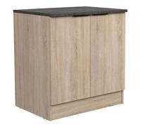 Miroytengo Módulo Cocina Bajo Arko Estilo Industrial en Color Roble Áspero y Negro con 2 Puertas 80x86x60 cm