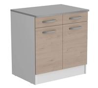 Miroytengo Módulo De Cocina Inferior EKO 2 Puertas 2 Cajones Roble Jackson y Blanco 80x60cm