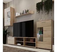 Miroytengo Modulo de Salón Comedor Estilo Moderno en Color Roble Sonoma con 3 Puertas y Estantes Internos 230 cm