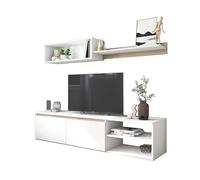 Miroytengo Modulo de TV para Salón Comedor Estilo Nórdico en Color Blanco Mate y Roble Sahara 160 cm