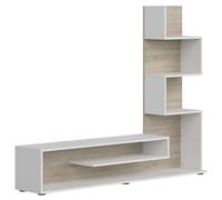 Miroytengo Módulo de TV para Salón Comedor Snake Estilo Nórdico en Color Roble Sonoma y Nymphaea Alba con 4 Estantes 160x130x29 cm