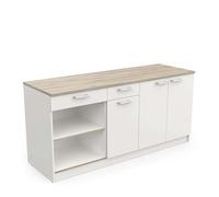 Miroytengo Módulo Inferior Cocina Cooking, Armario Cocina 3 Puertas 2 Cajones Blanco 85x180x60 cm