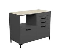 Miroytengo Módulo Inferior de Cocina Smoke Estilo Industrial en Color Gris y Roble con 2 Cajones y 2 Puertas 118 cm