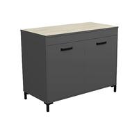 Miroytengo Módulo Inferior de Cocina Smoke Estilo Industrial en Color Gris y Roble con 2 Puertas 118 cm