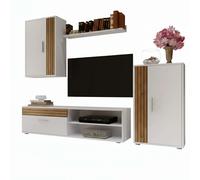 Miroytengo Modulos de Salón Comedor Kolm para TV Estilo Nórdico en Color Roble Tablilla y Blanco Mate con 3 Puertas y 2 Estantes