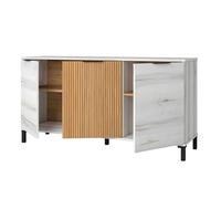 Miroytengo Mueble Aparador de Salón Comedor Tokio Estilo Nórdico en Color Blanco Albo y Roble Rayado con 3 Puertas 136 cm