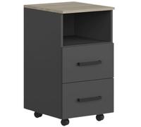 Miroytengo Mueble Auxiliar Cajonera BUC de Oficina Nibis 2 Cajones y 1 Hueco Roble Sonoma y Gris Antracita 40x67x45 cm