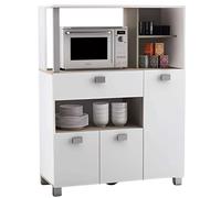 Miroytengo Mueble Auxiliar de Cocina de suelo con Cajones y Compartimentos en Color Blanco Mate 132x99cm Blanco/ Madera -