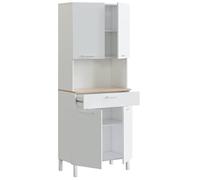 Miroytengo Mueble Auxiliar de Cocina Noki con 4 Puertas 1 cajón Hueco microondas en Color Blanco y Roble 72x186x40 cm