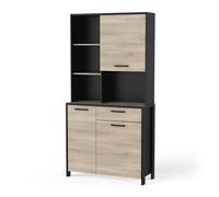 Miroytengo Mueble Auxiliar Industriale Buffet De Cocina Roble Kronberg y Negro 104 cm