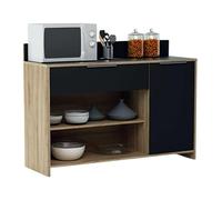 Miroytengo Mueble Auxiliar Microondas Roble y Negro 123x85x40 cm