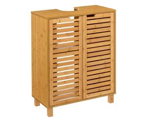 Miroytengo Mueble Bajo Lavabo Armario Auxiliar Baño Sicela 2 Puertas 1 Estante Puertas magnéticas Color Marrón 60 cm Marrón -