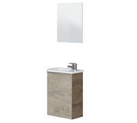 Miroytengo Mueble de Baño 40 cm Suspendido Compact Color Roble Alaska (con Lavabo)