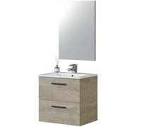 Miroytengo Mueble de Baño Aruba Estilo Natural en Color Roble Alaska con 2 Cajones + Espejo 57x60x45 cm (Sin Lavabo)
